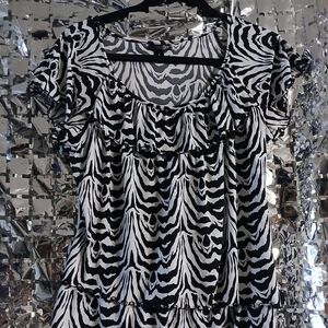 East 5th Zebra Print Blouse - Black and White